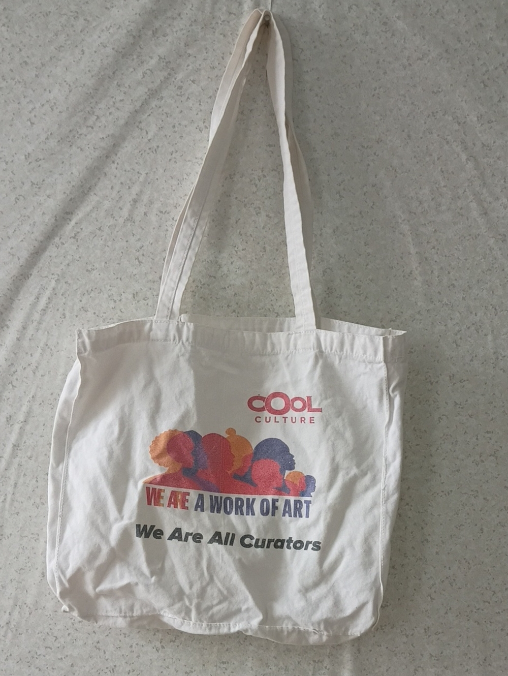 White Canvas Tote Bag with Multicolor Graphic